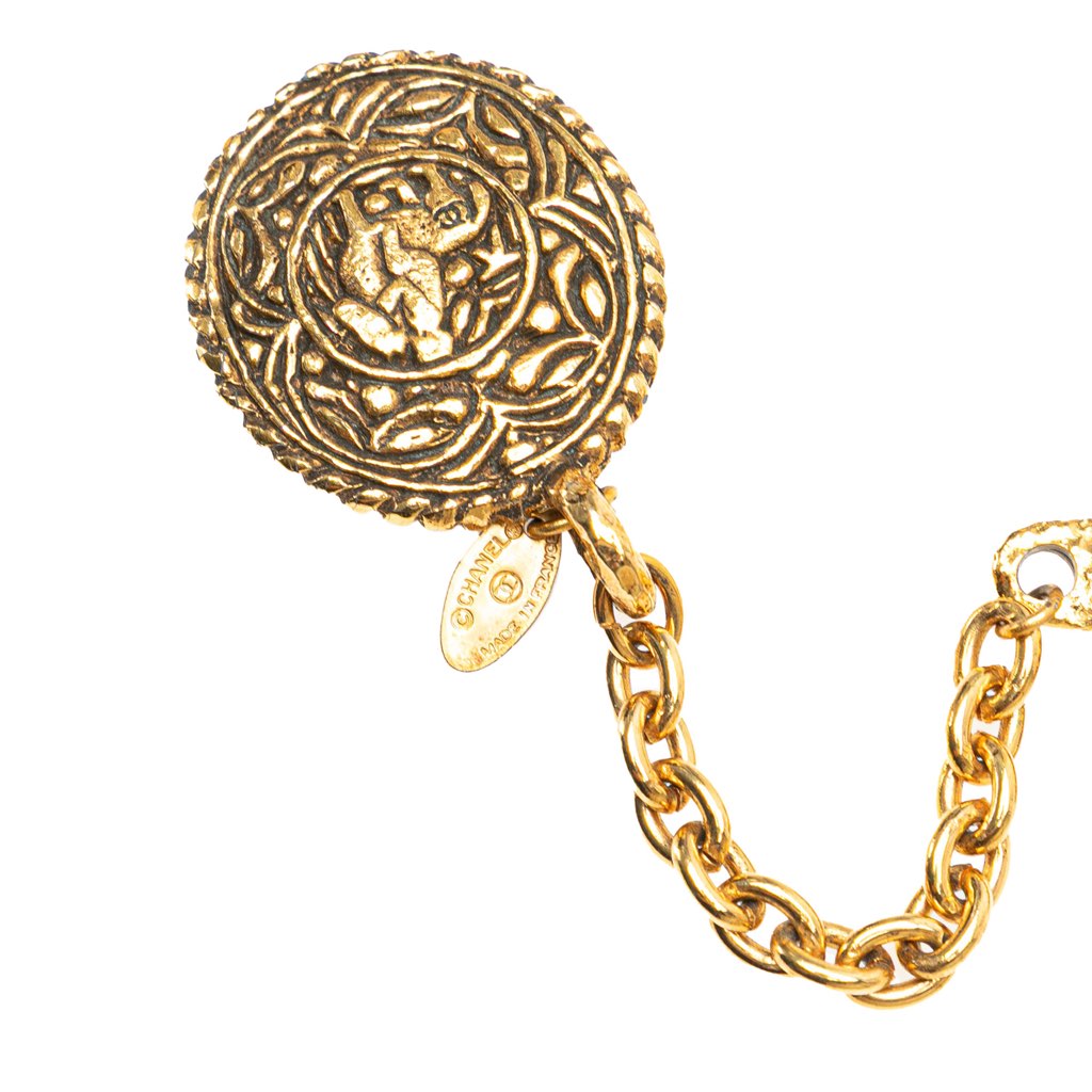 Chanel Gold Plated Equestrian Medallion Chain Belt - 4