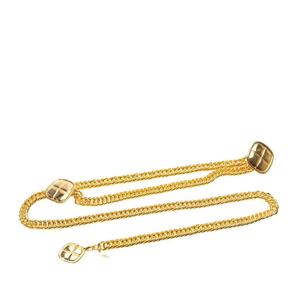 Chanel Gold Plated Quilt Charm Chain Belt