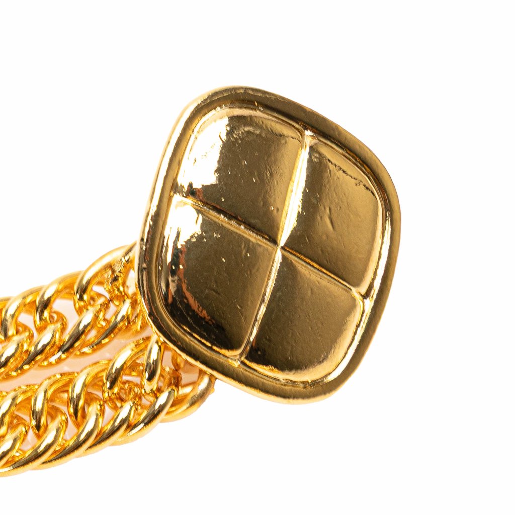 Chanel Gold Plated Quilt Charm Chain Belt - Image 6