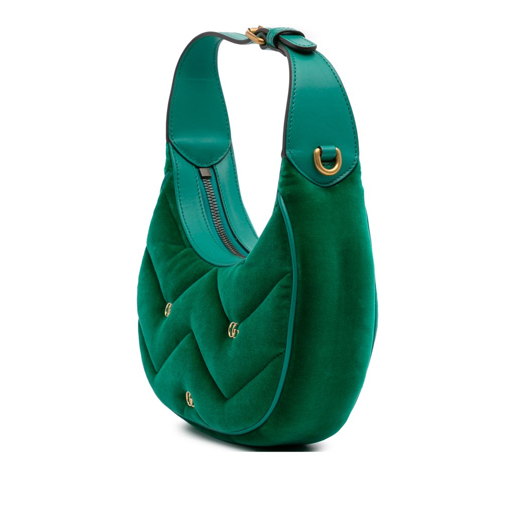 Gucci Mini GG Marmont Matelasse Velvet Torchon Half Moon Bag - 2