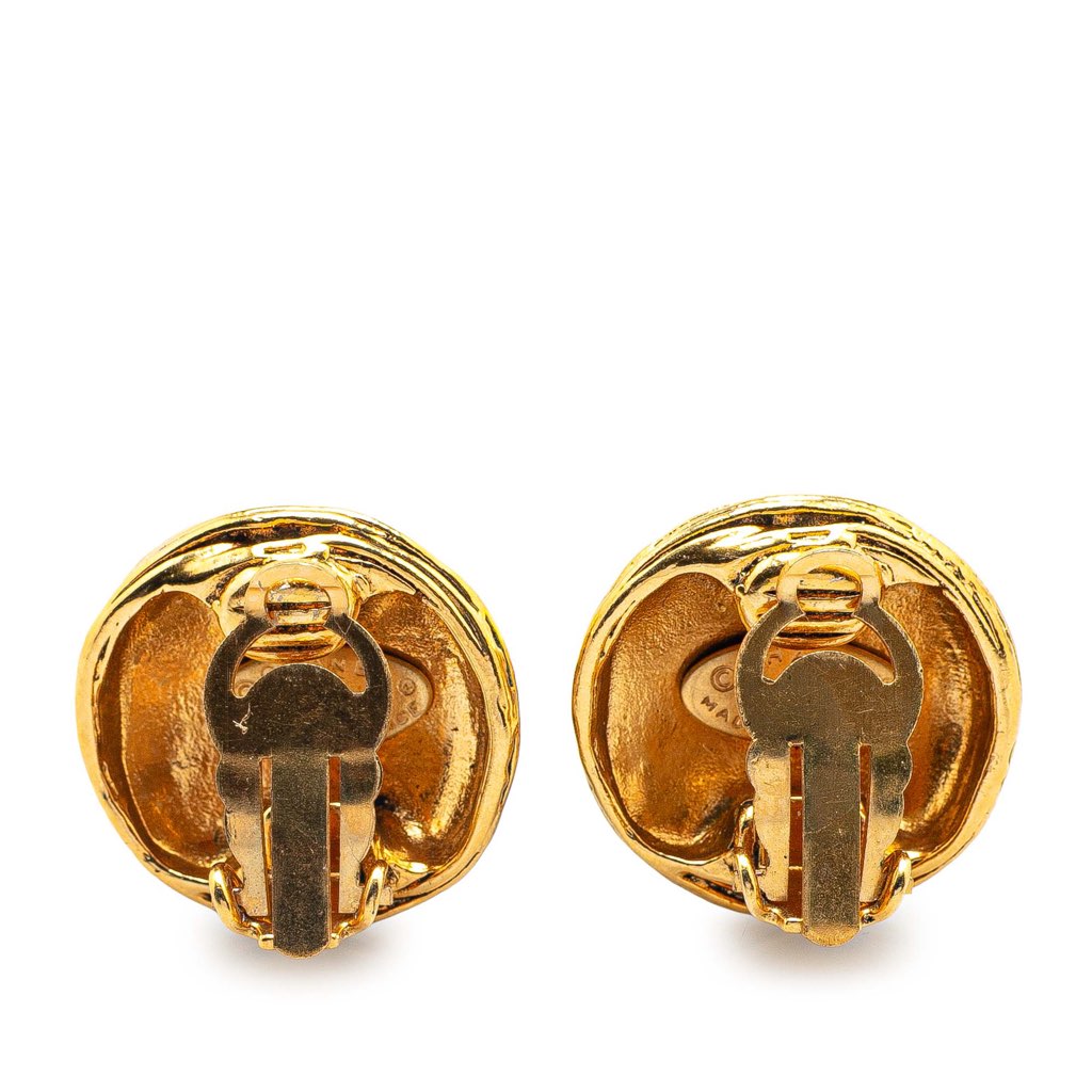 Chanel Gold Plated CC Round Clip On Earrings - Back view