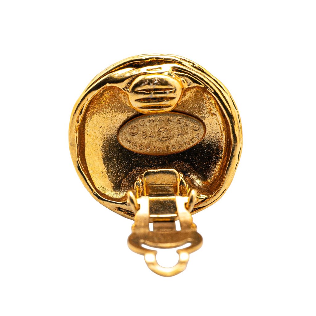 Chanel Gold Plated CC Round Clip On Earrings - Image 6