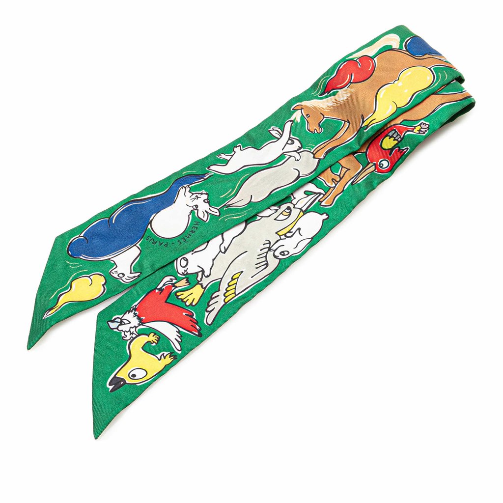 Hermès Mille et Un Lapins Silk Twilly Scarf