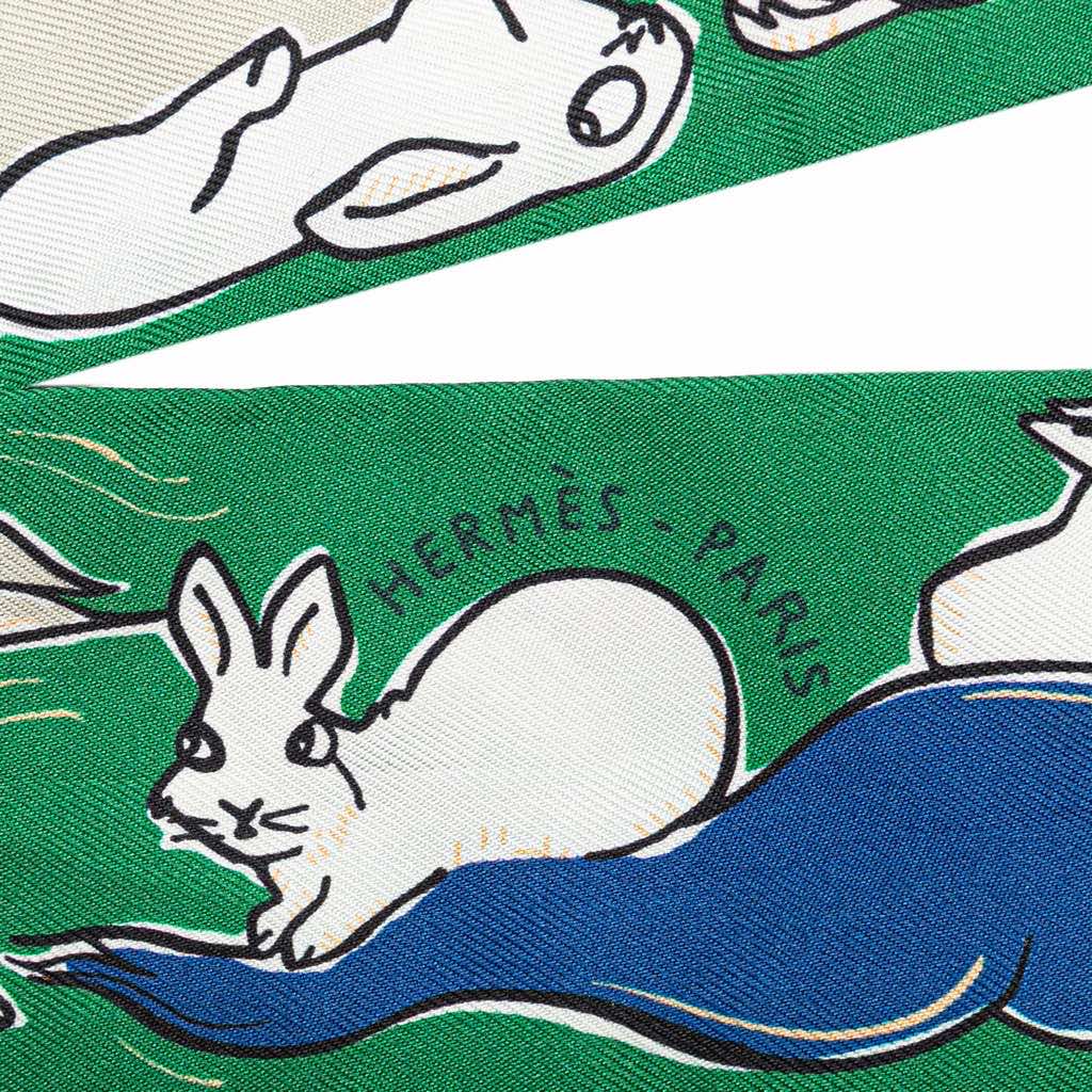 Hermès Mille et Un Lapins Silk Twilly Scarf - 2