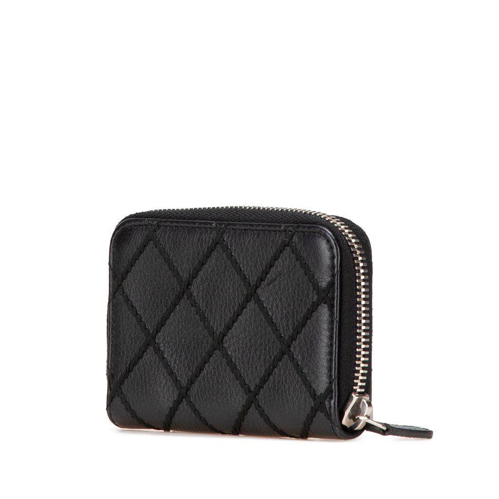 Chanel CC Quilted Calfskin Wild Stitch Zip Coin Purse - 2