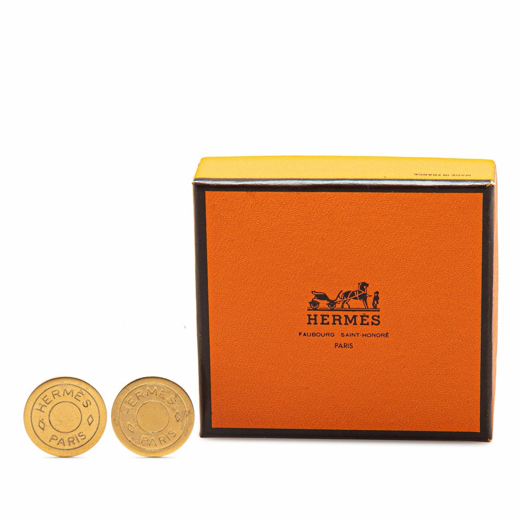 Hermès Gold Plated Bijouterie Fantaisie Clou De Selle Clip On Earrings - 4