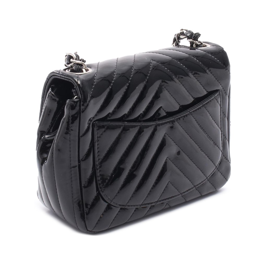 Chanel Mini Square Classic Chevron Patent Single Flap - 2
