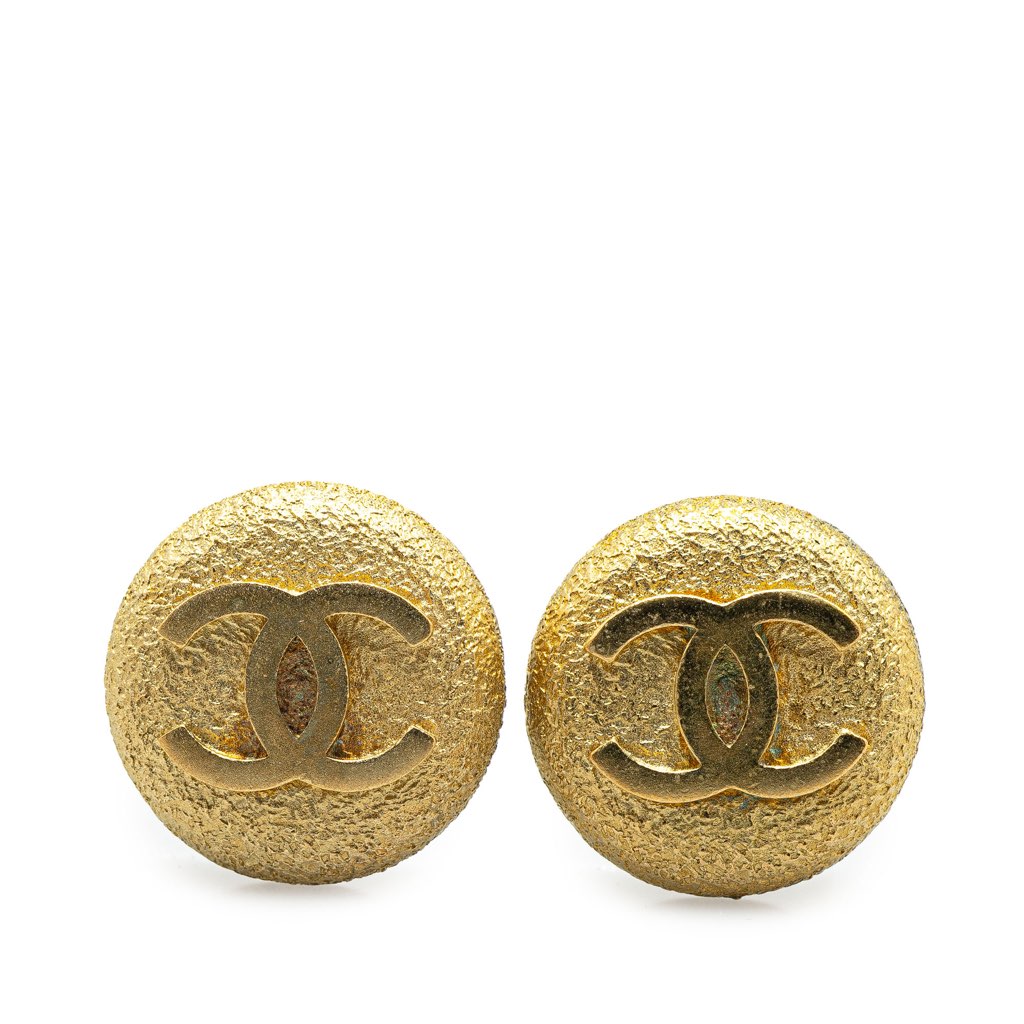 Chanel Gold Plated CC Clip On Earrings
