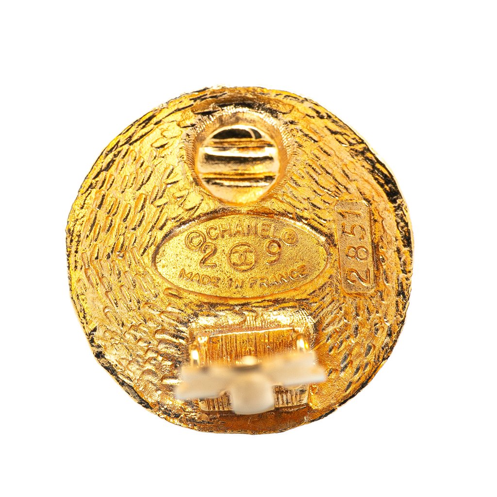 Chanel Gold Plated CC Round Clip On Earrings - 3