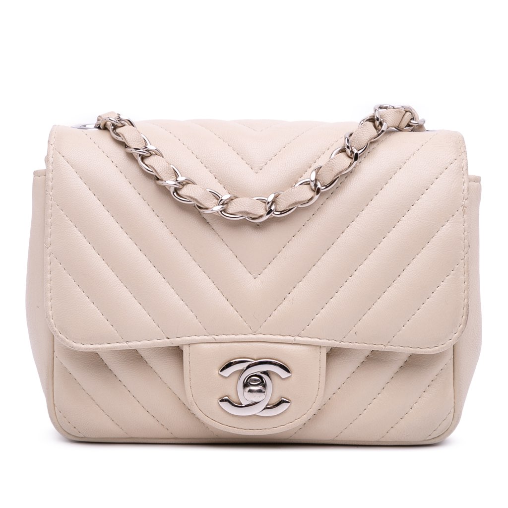 Chanel Mini Square Classic Chevron Lambskin Single Flap