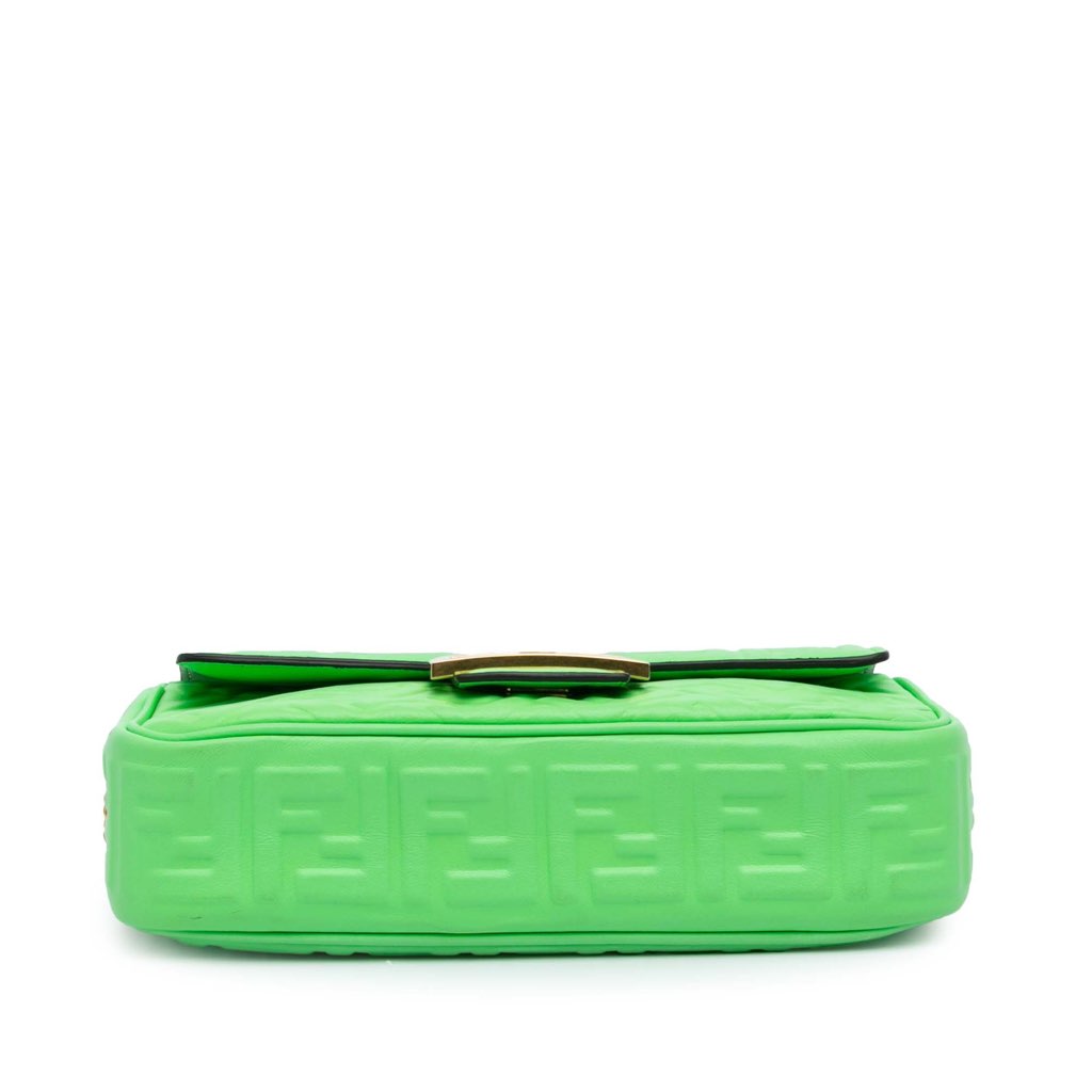 Fendi Zucca Embossed Leather Chain Midi Baguette - 3