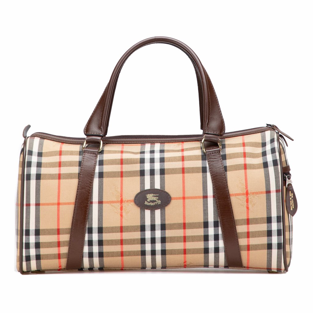 Burberry Haymarket Check Canvas Boston Bag