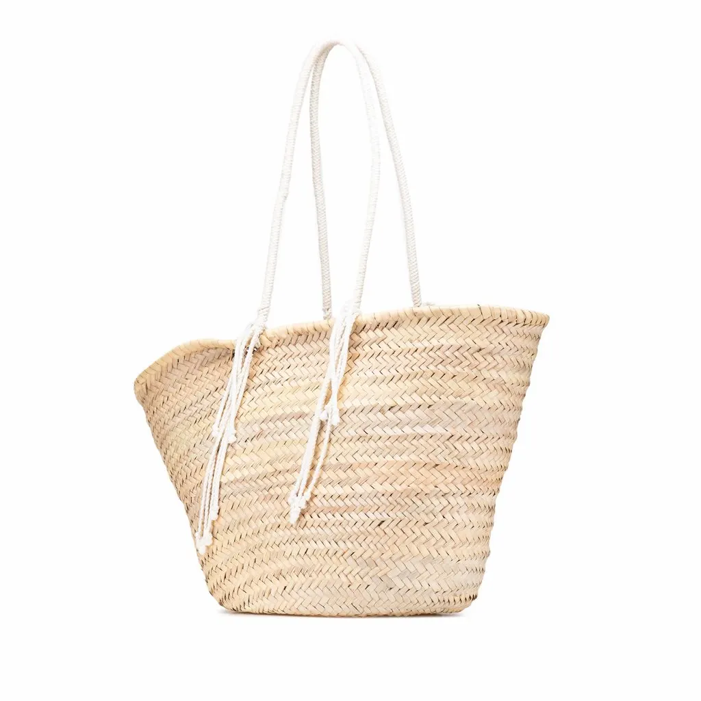 Celine Andre Butzer Large Raffia Classic Wanderer Embroidered Shopping Tote Brown Very good - Back View