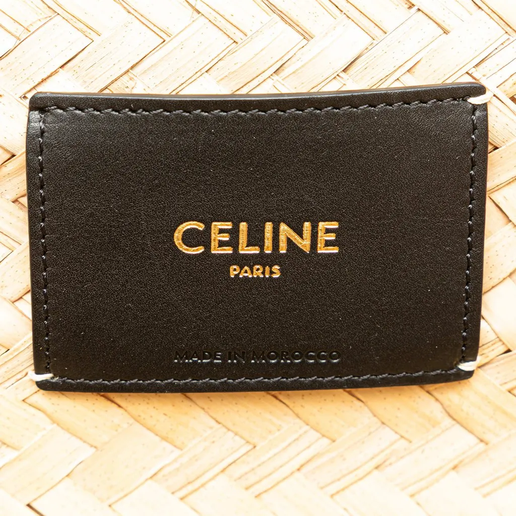 Celine Andre Butzer Large Raffia Classic Wanderer Embroidered Shopping Tote Brown Very good - Box View