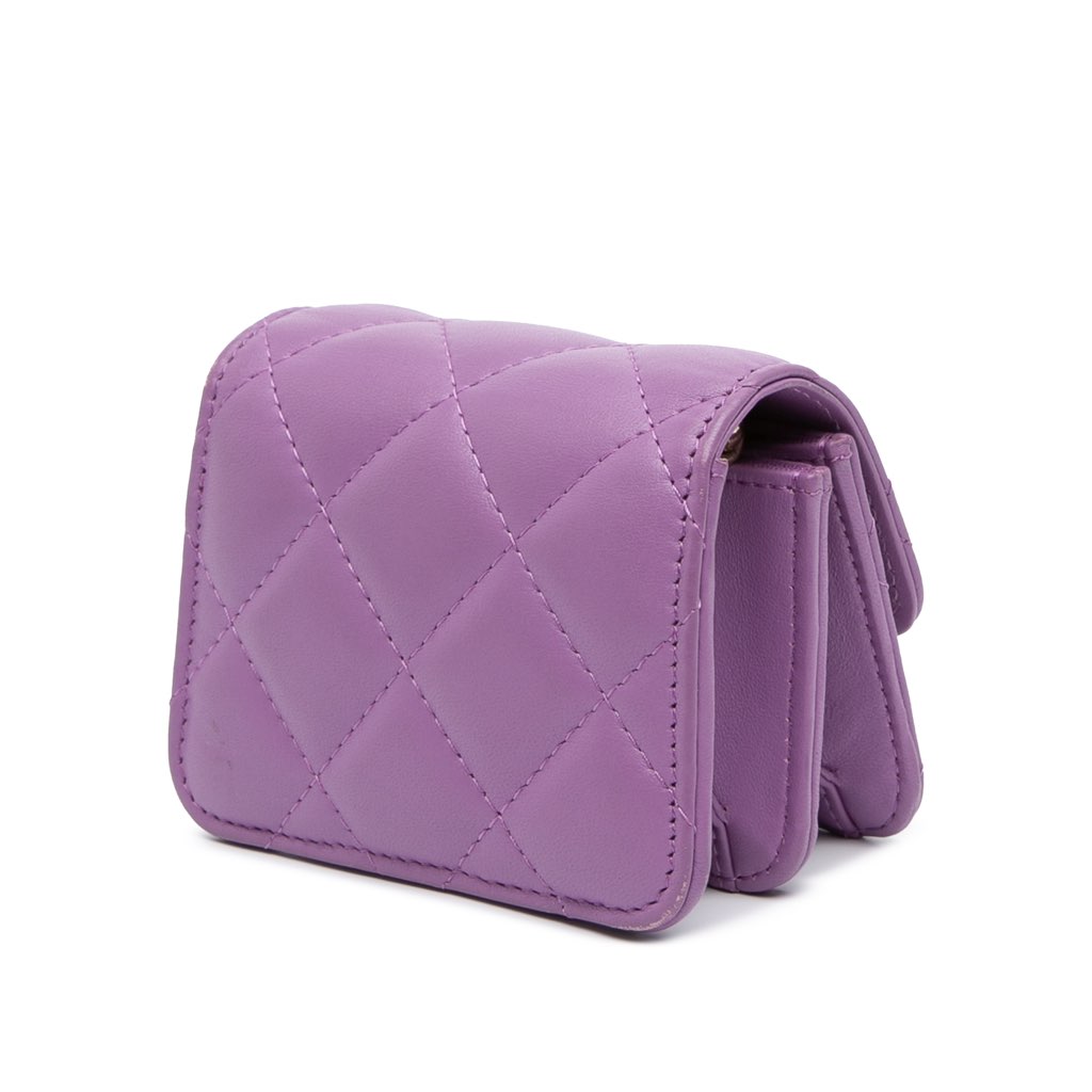 Chanel CC Quilted Lambskin Coco Card Holder on Chain - 2