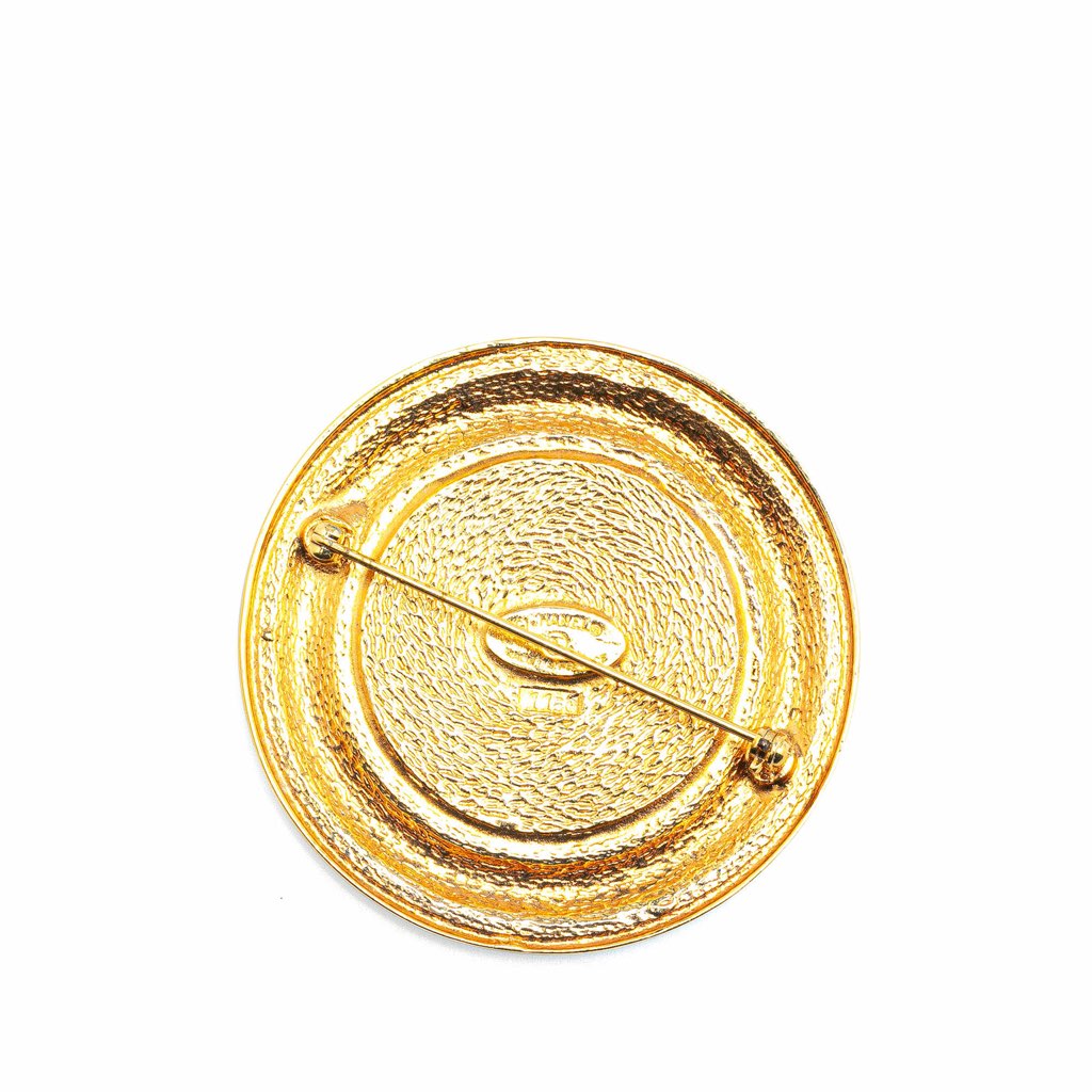 Chanel Gold Plated 31 Rue Cambon Round Brooch - Back view