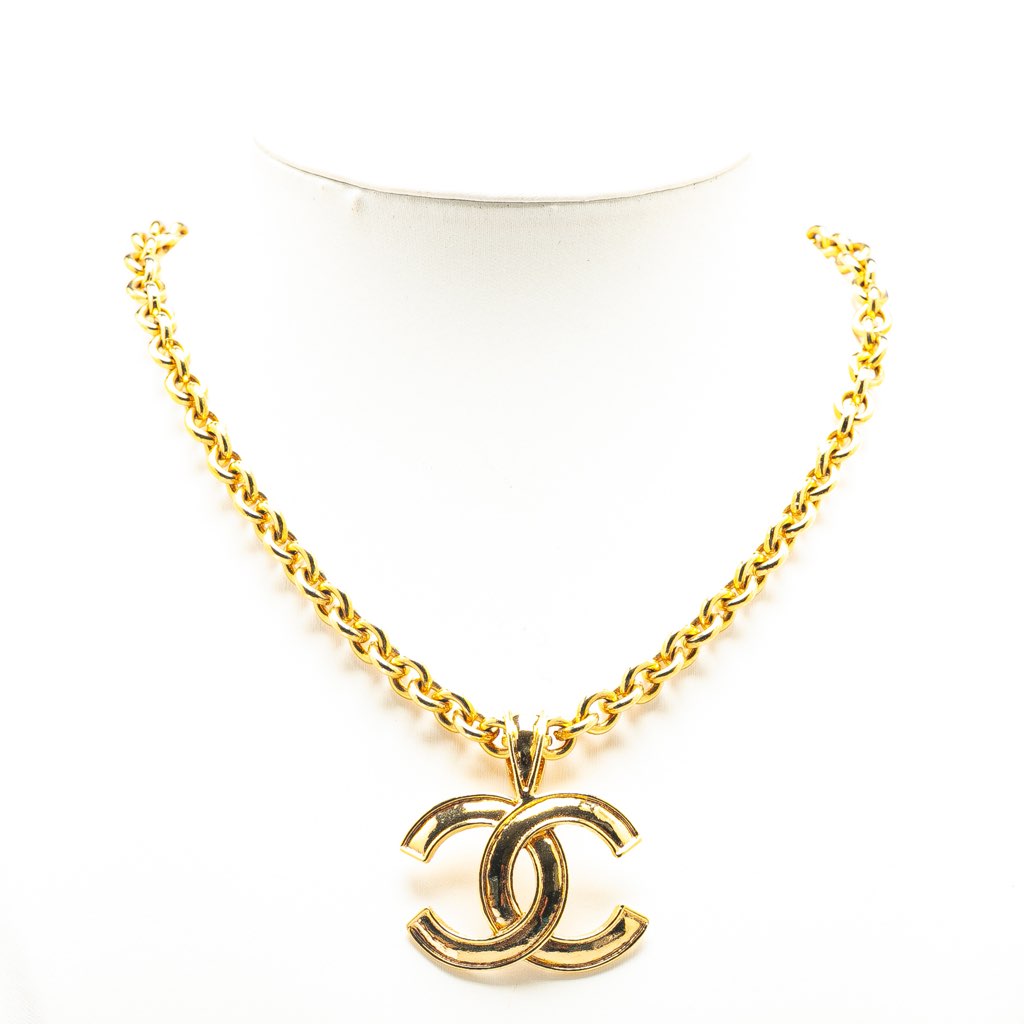 Chanel Gold Plated CC Pendant Necklace - 4