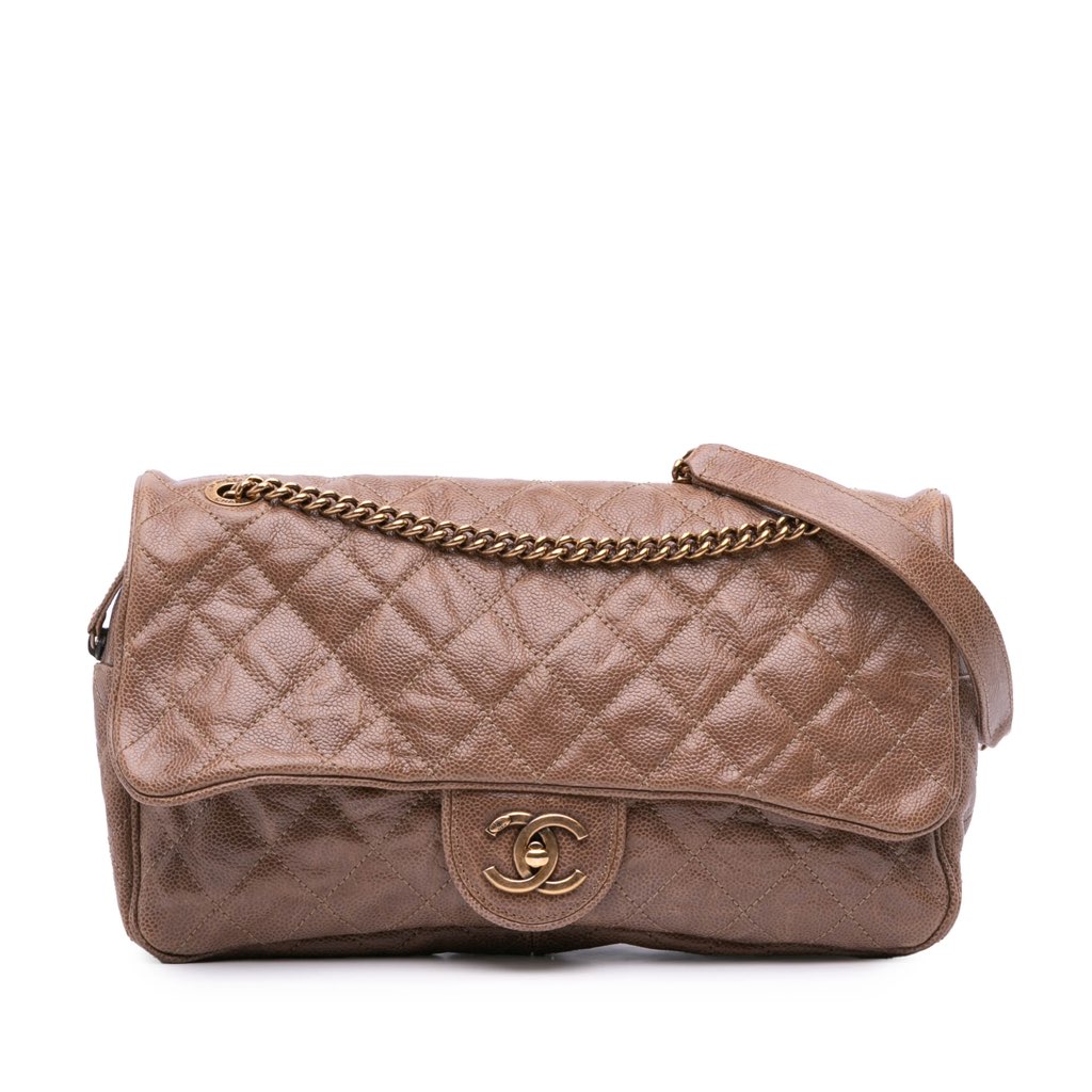 Chanel Large Quilted Glazed Caviar Shiva Flap