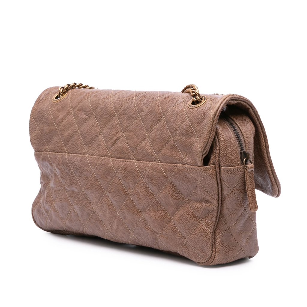 Chanel Large Quilted Glazed Caviar Shiva Flap - Back view