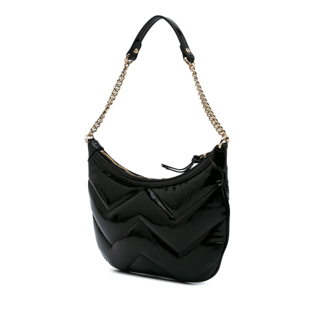 Gucci GG Marmont Matelasse Patent Shoulder Bag - Back view