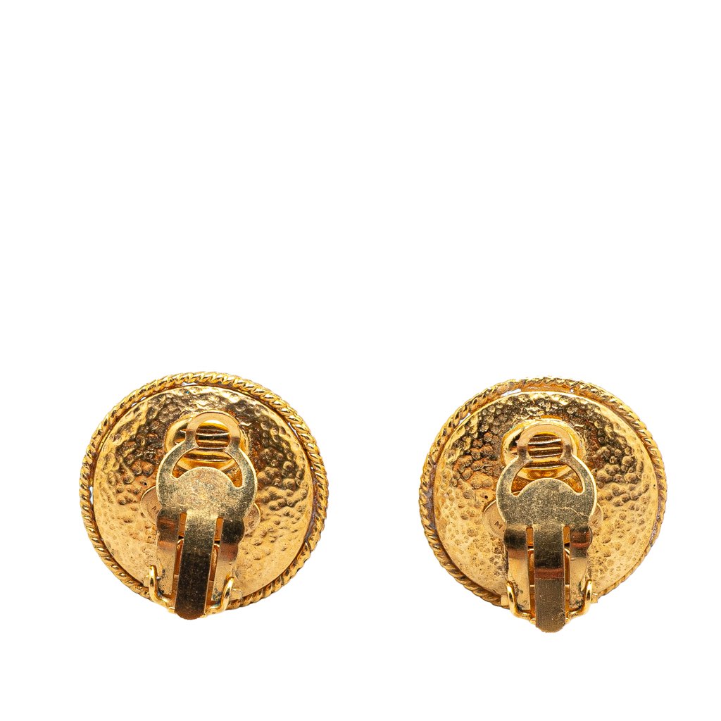 Chanel Gold Plated Faux Pearl Clip on Earrings - 2