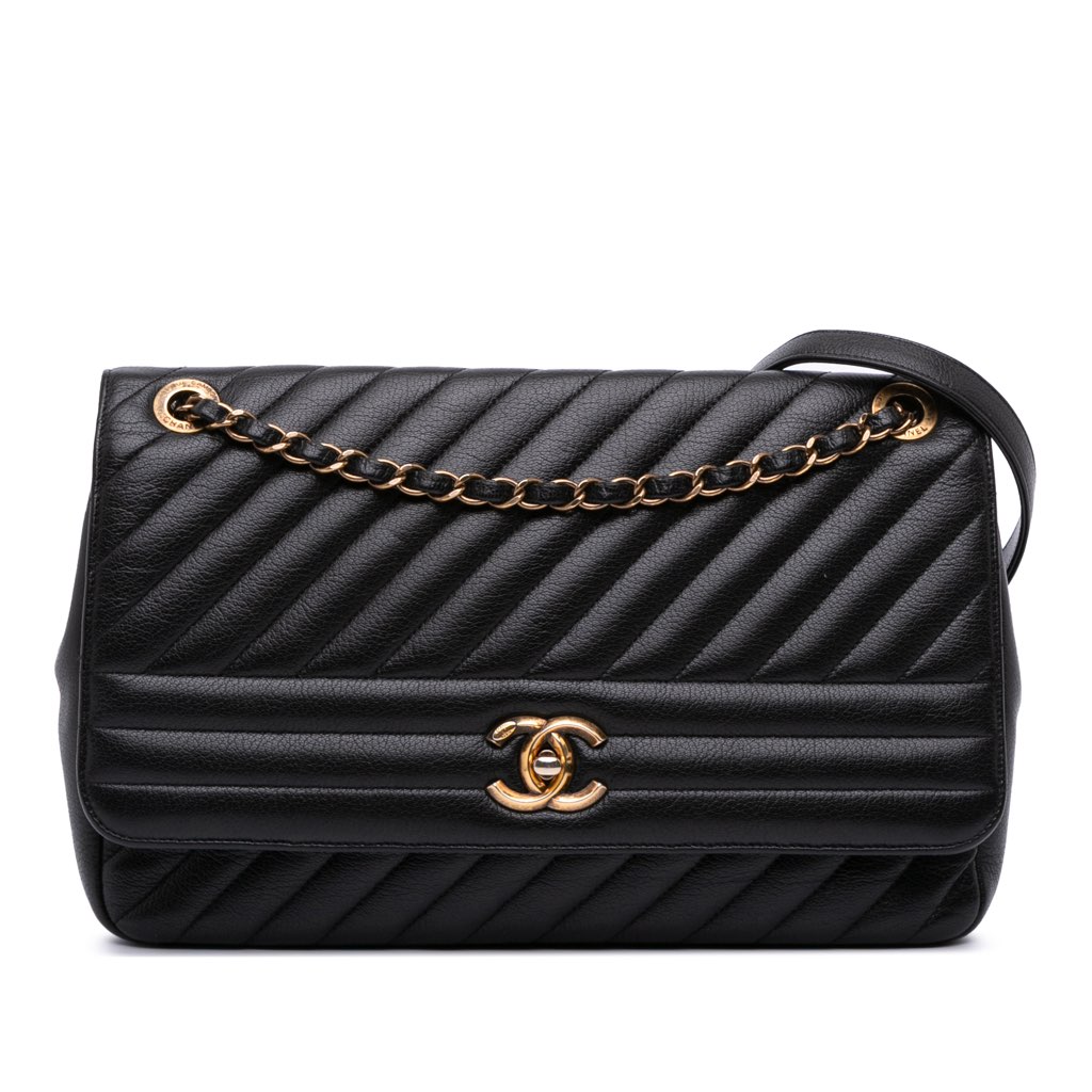Chanel Large Diagonal Quilted Goatskin Flap