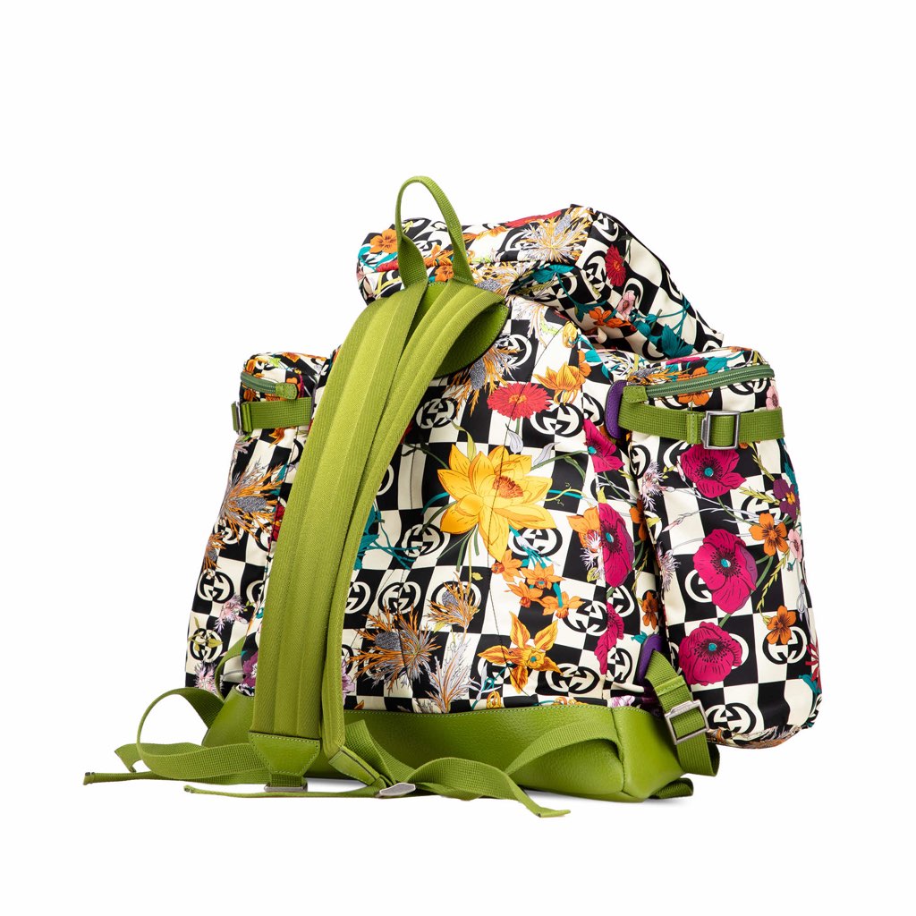 Gucci The North Face Floral Multicolor Nylon and Leather Backpack - Back view