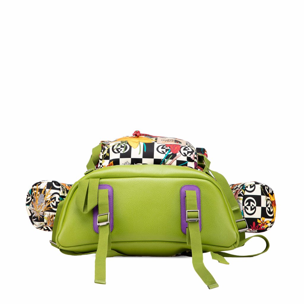 Gucci The North Face Floral Multicolor Nylon and Leather Backpack - Image 6
