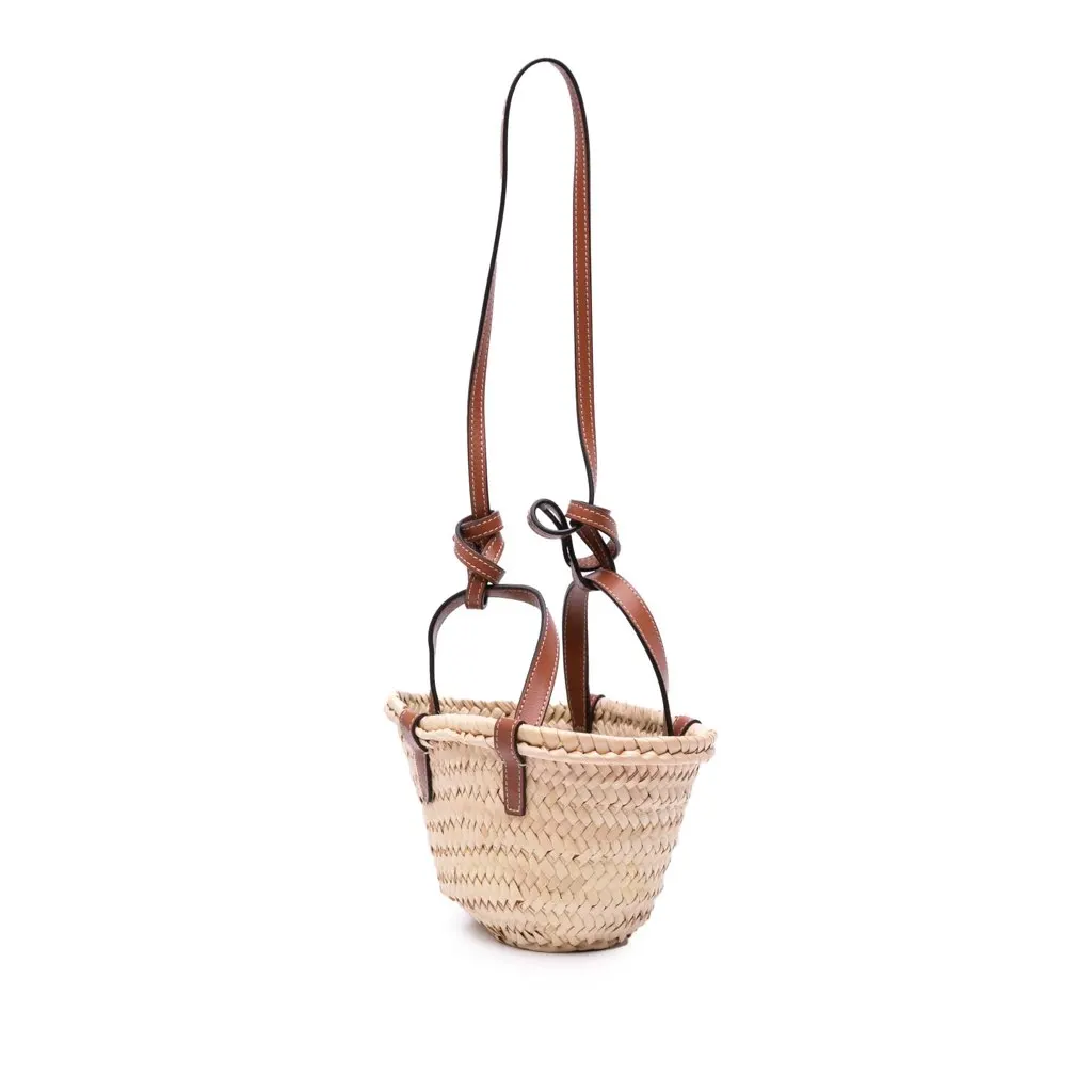 Celine Nano Raffia Cuir Triomphe Classic Panier Tote Brown Very good - Back View