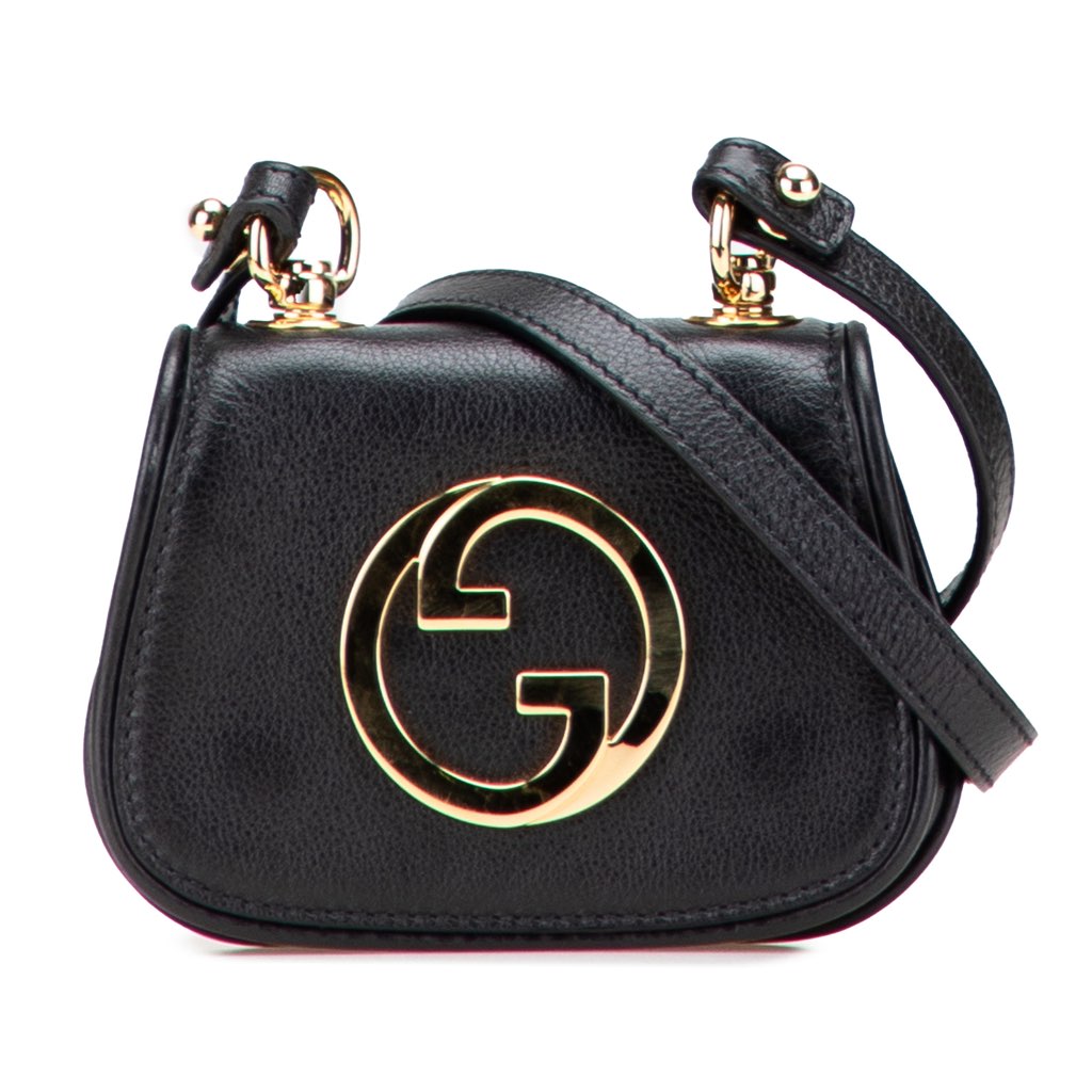 Gucci Textured Calfskin Blondie Card Case on Strap