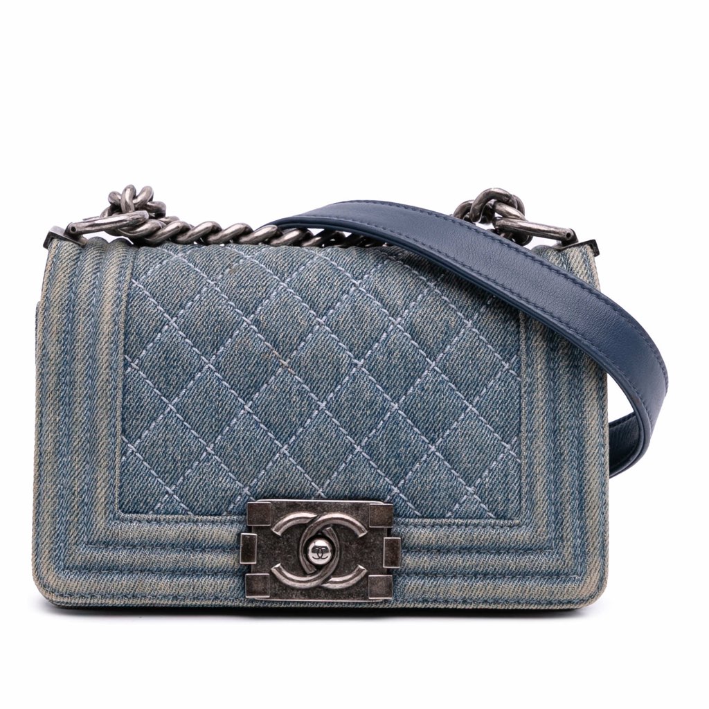 Chanel Small Quilted Denim Boy Flap