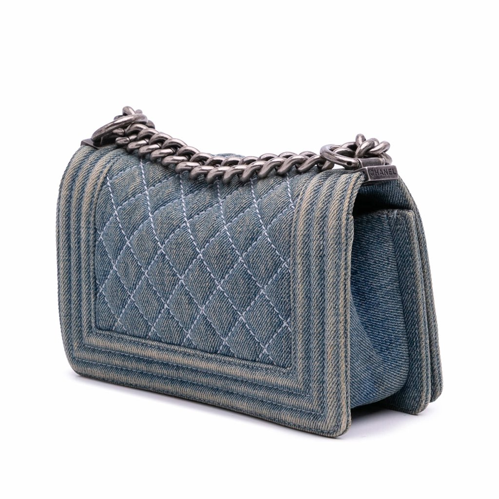 Chanel Small Quilted Denim Boy Flap - Back view