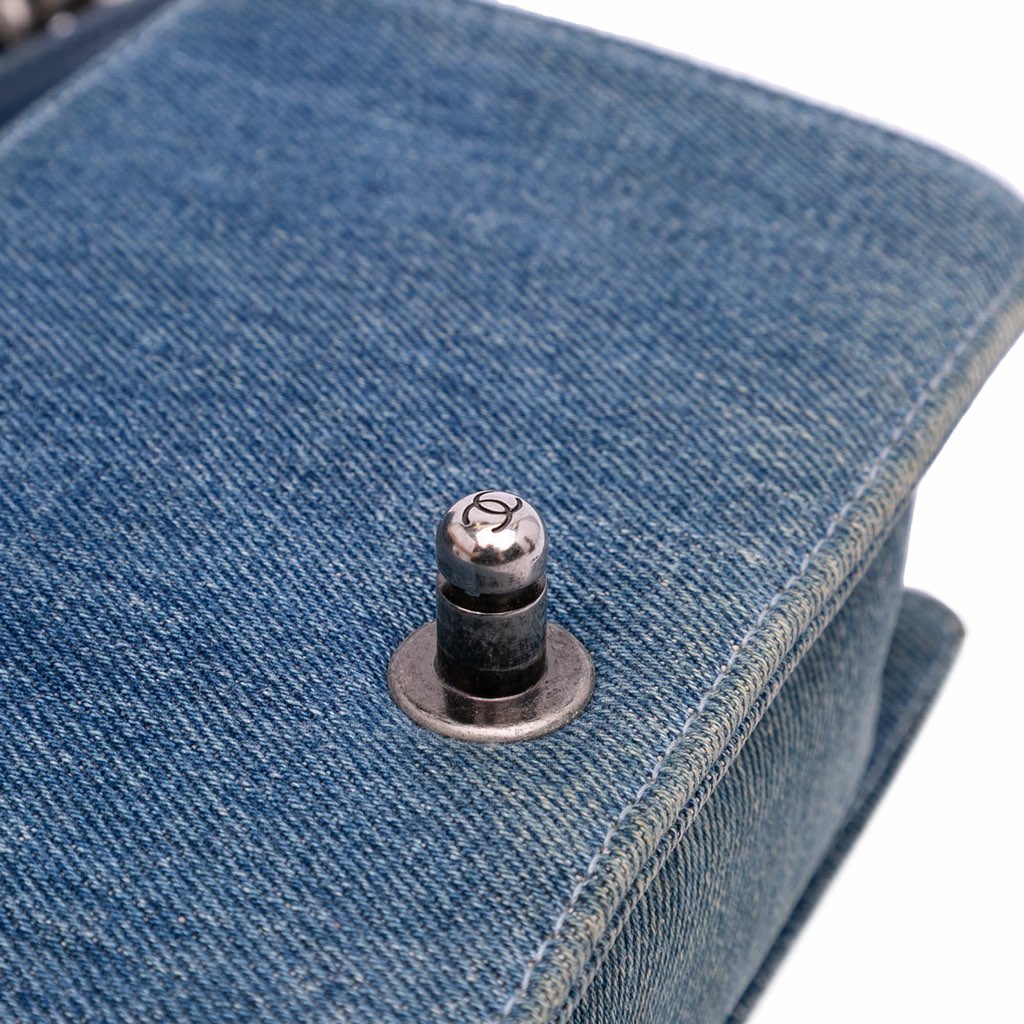 Chanel Small Quilted Denim Boy Flap - Image 10