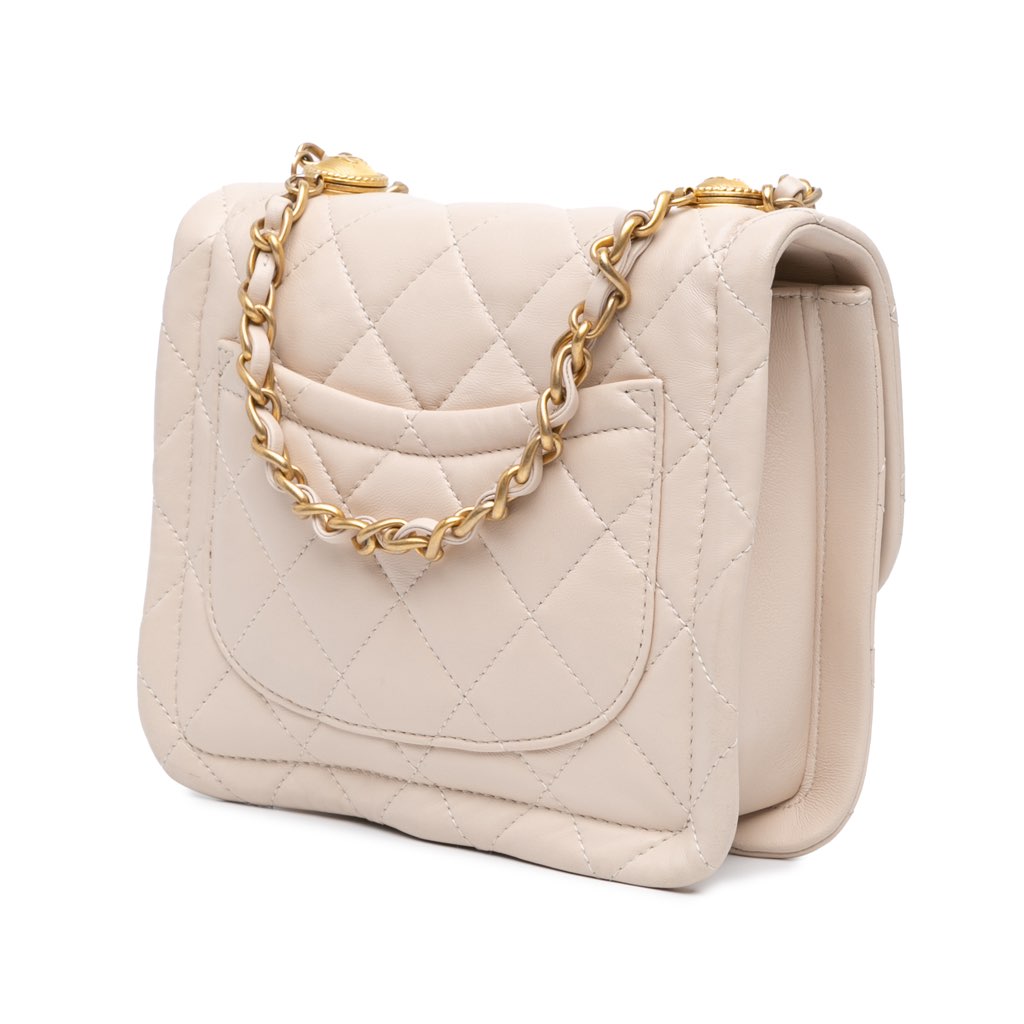 Chanel Small Lambskin Button On Top Flap - 2