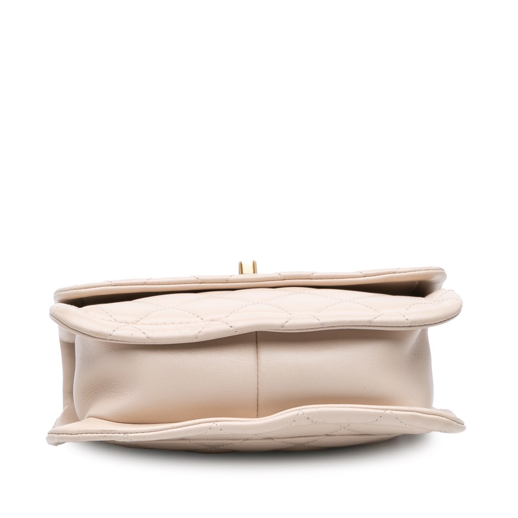 Chanel Small Lambskin Button On Top Flap - 3