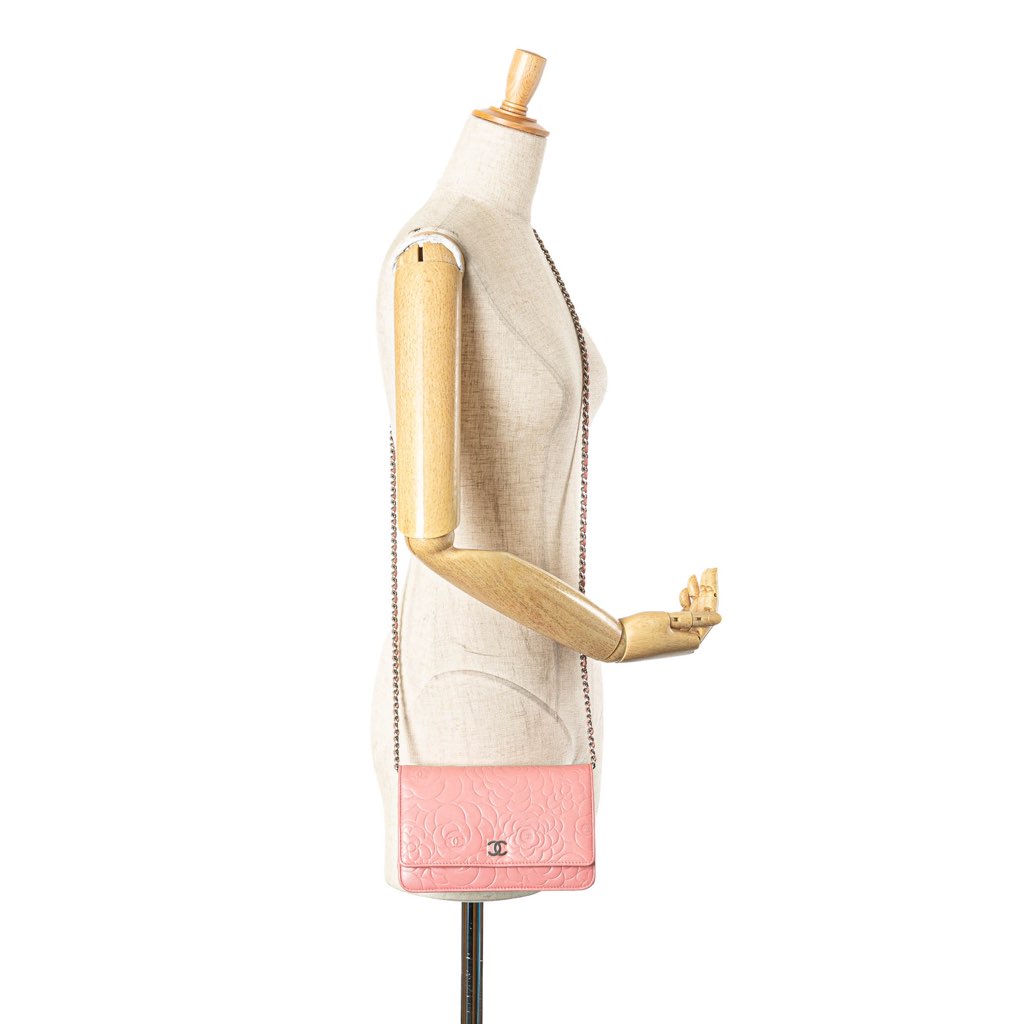 Chanel Embossed Lambskin Camellia Wallet On Chain - Image 13