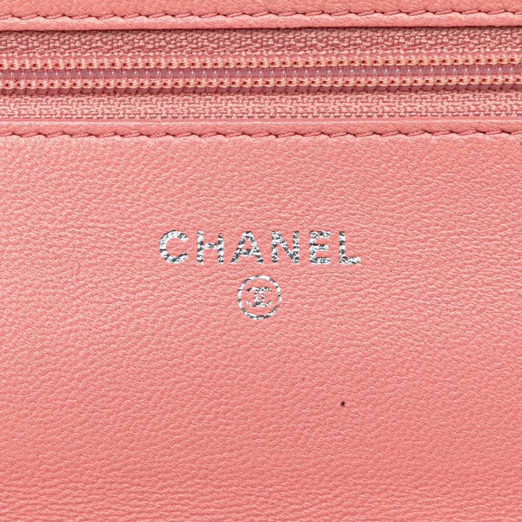 Chanel Embossed Lambskin Camellia Wallet On Chain - Side view