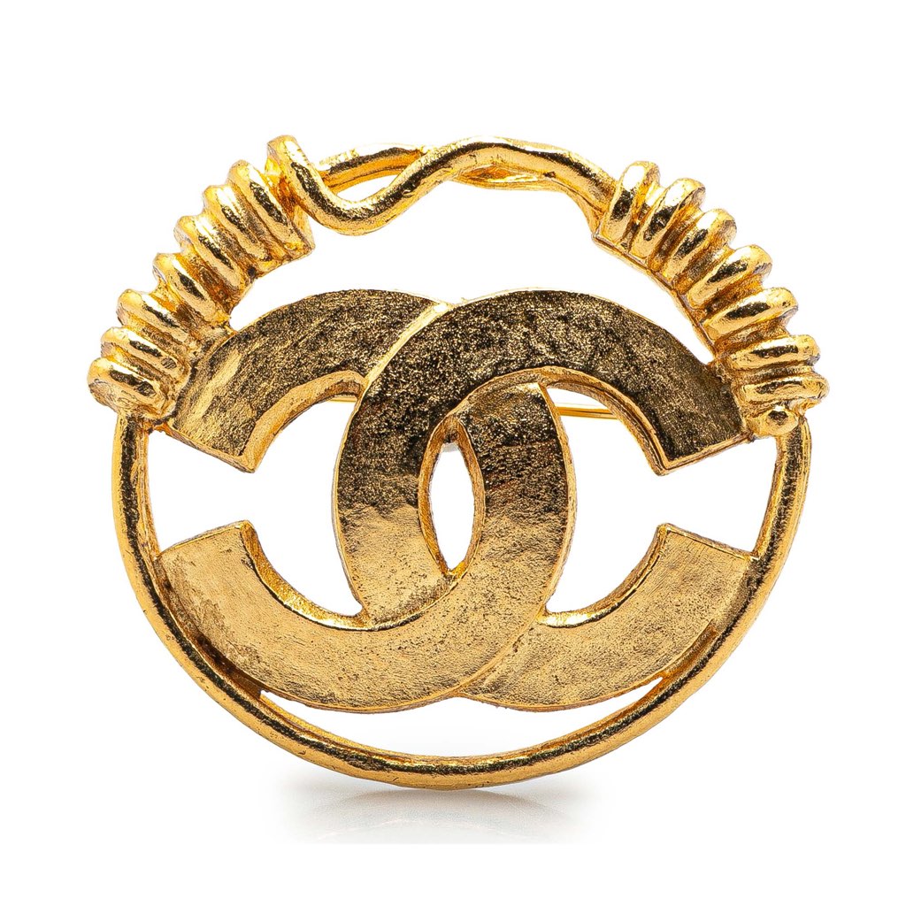 Chanel Gold Plated CC Brooch
