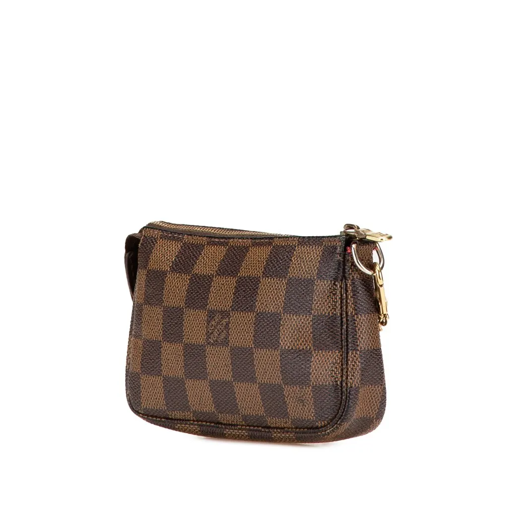 Louis Vuitton Damier Ebene Mini Pochette Accessoires Brown Canvas Good - Back View