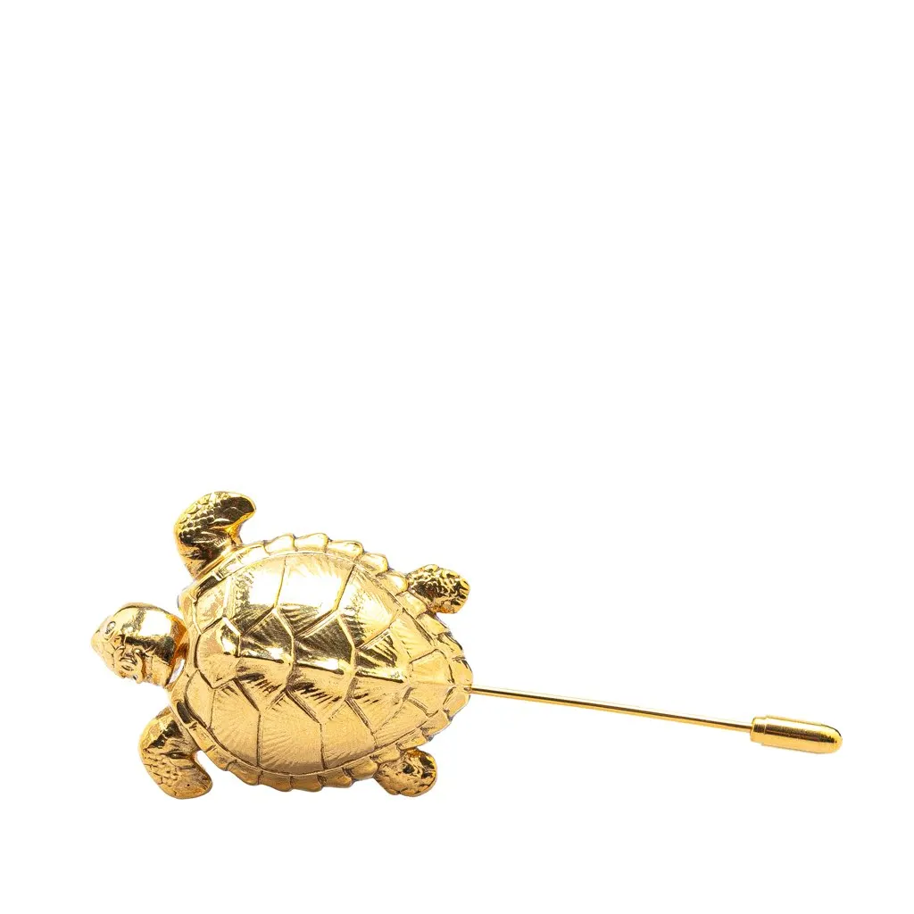 Chanel Gold Plated Turtle Pin Brooch Gold Metal Good - Front View