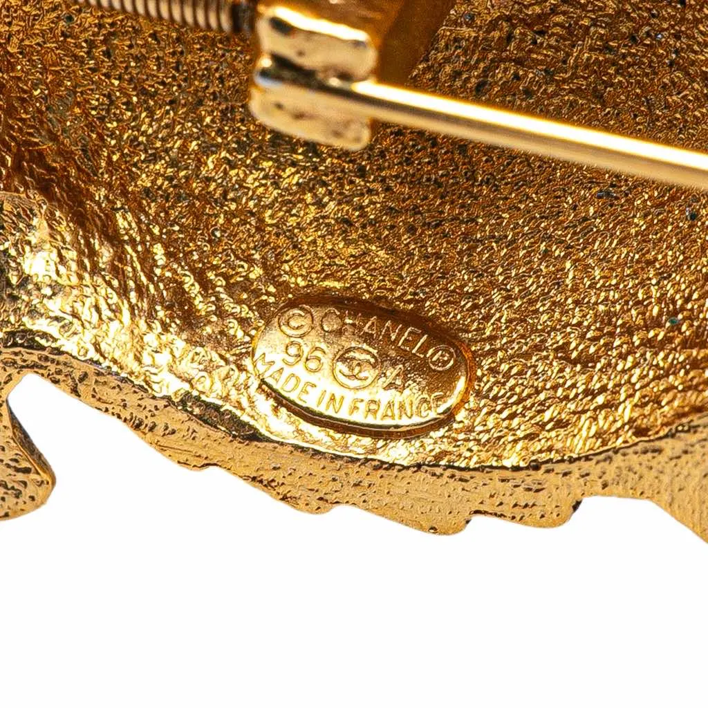 Chanel Gold Plated Turtle Pin Brooch Gold Metal Good - Inside View