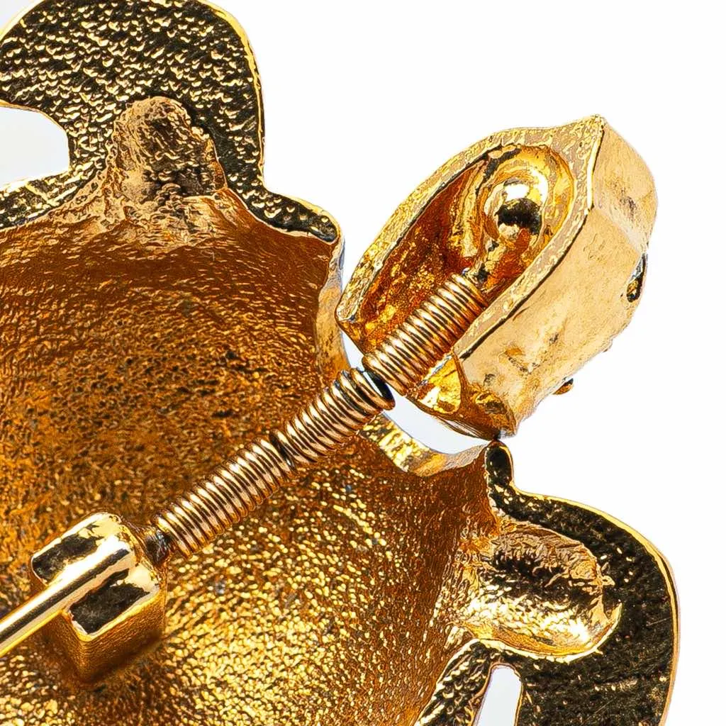 Chanel Gold Plated Turtle Pin Brooch Gold Metal Good - Box View
