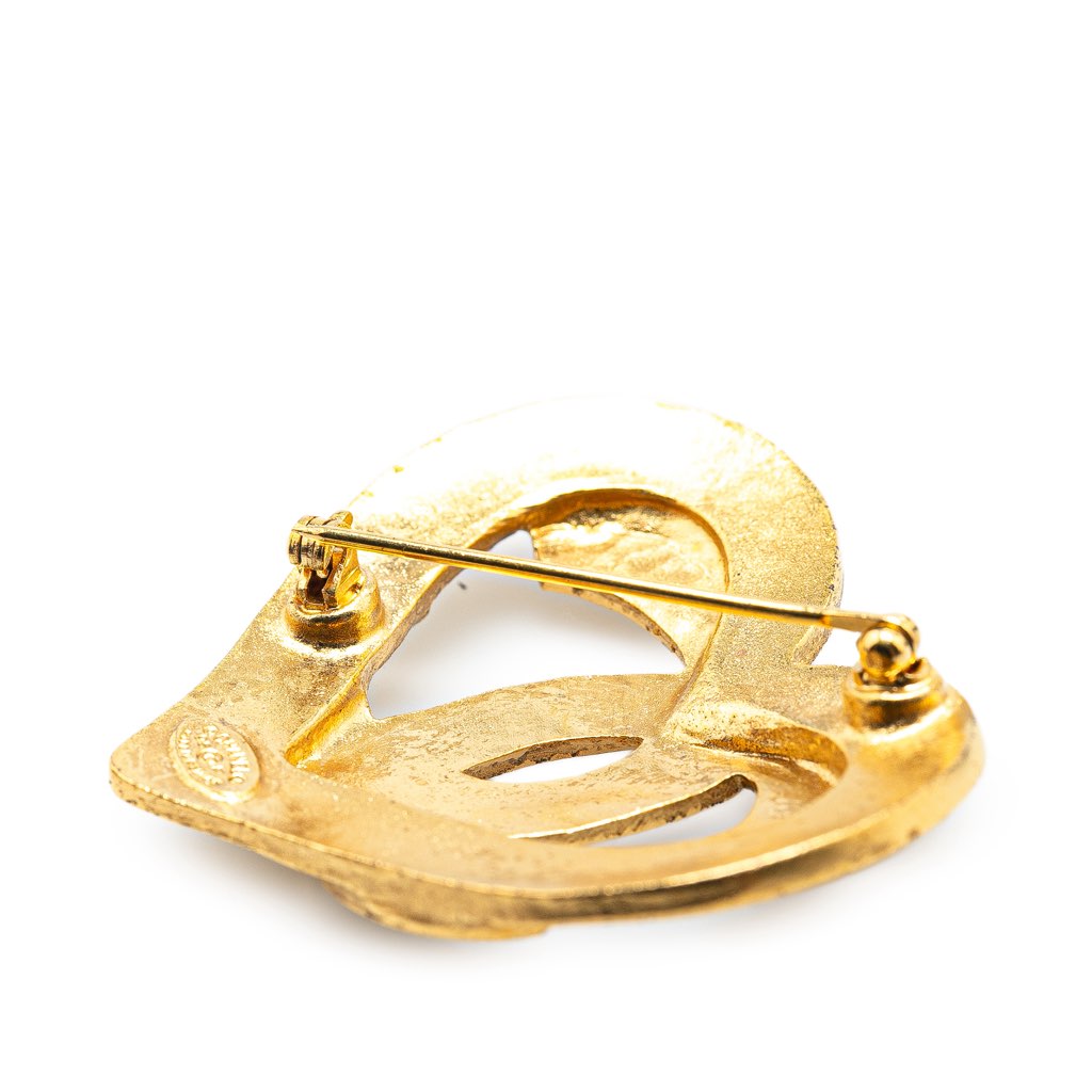 Chanel Gold Plated CC Heart Brooch - 4