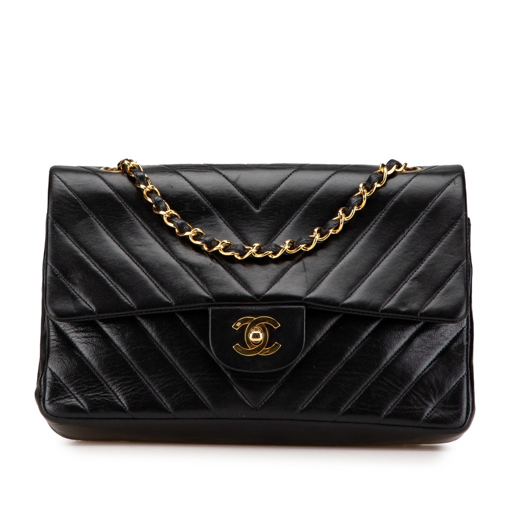 Chanel Medium Classic Chevron Lambskin Double Flap