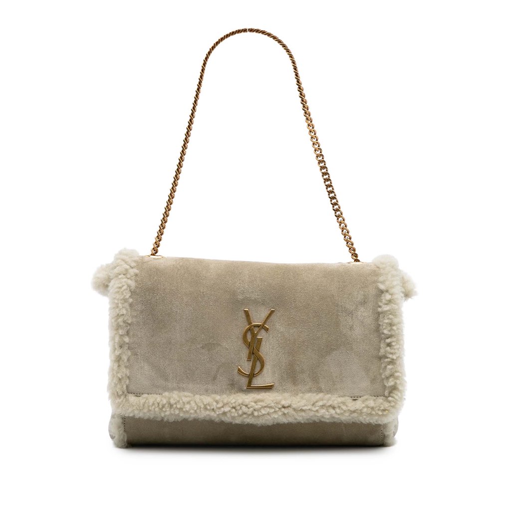 Saint Laurent Medium Shearling Monogram Kate Reversible Shoulder Bag