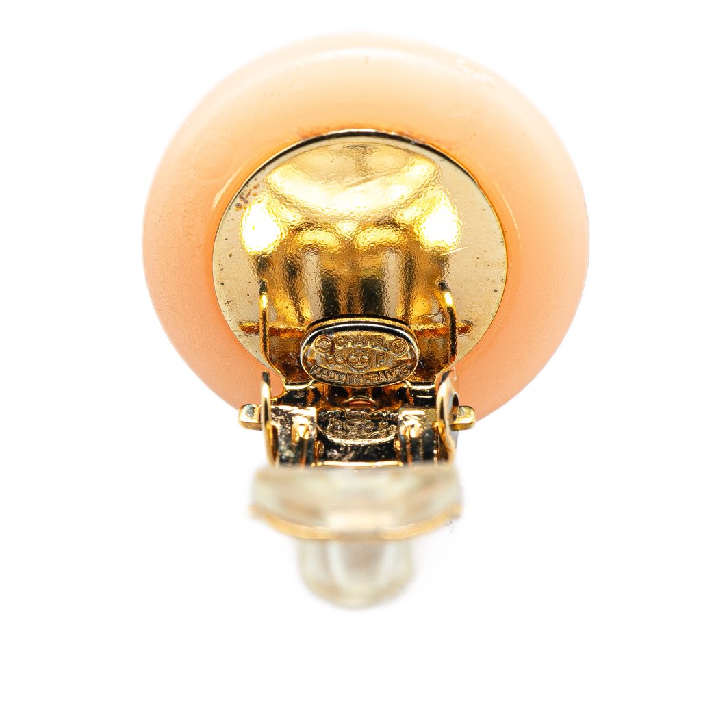 Chanel Resin CC Faux Pearl Clip On Earrings - 3