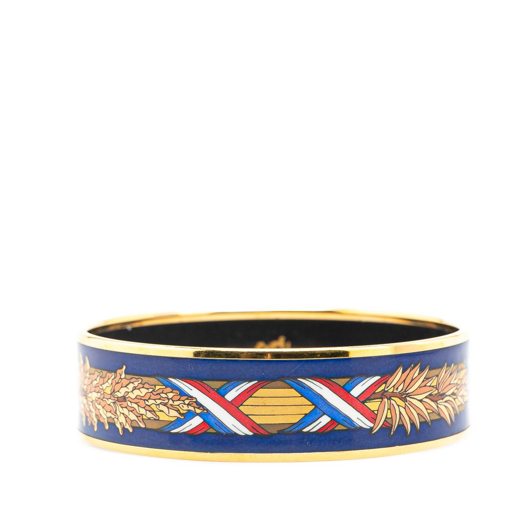 Hermès Wide French Flag Enamel Bangle 65