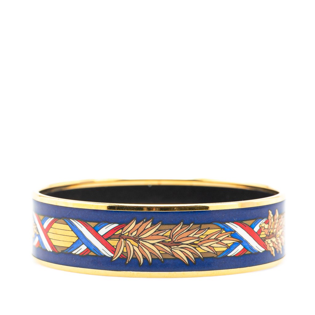 Hermès Wide French Flag Enamel Bangle 65 - Back view