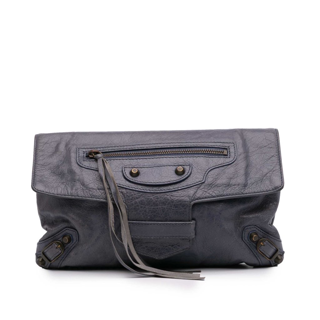 Balenciaga Lambskin Motocross Classic City Clutch