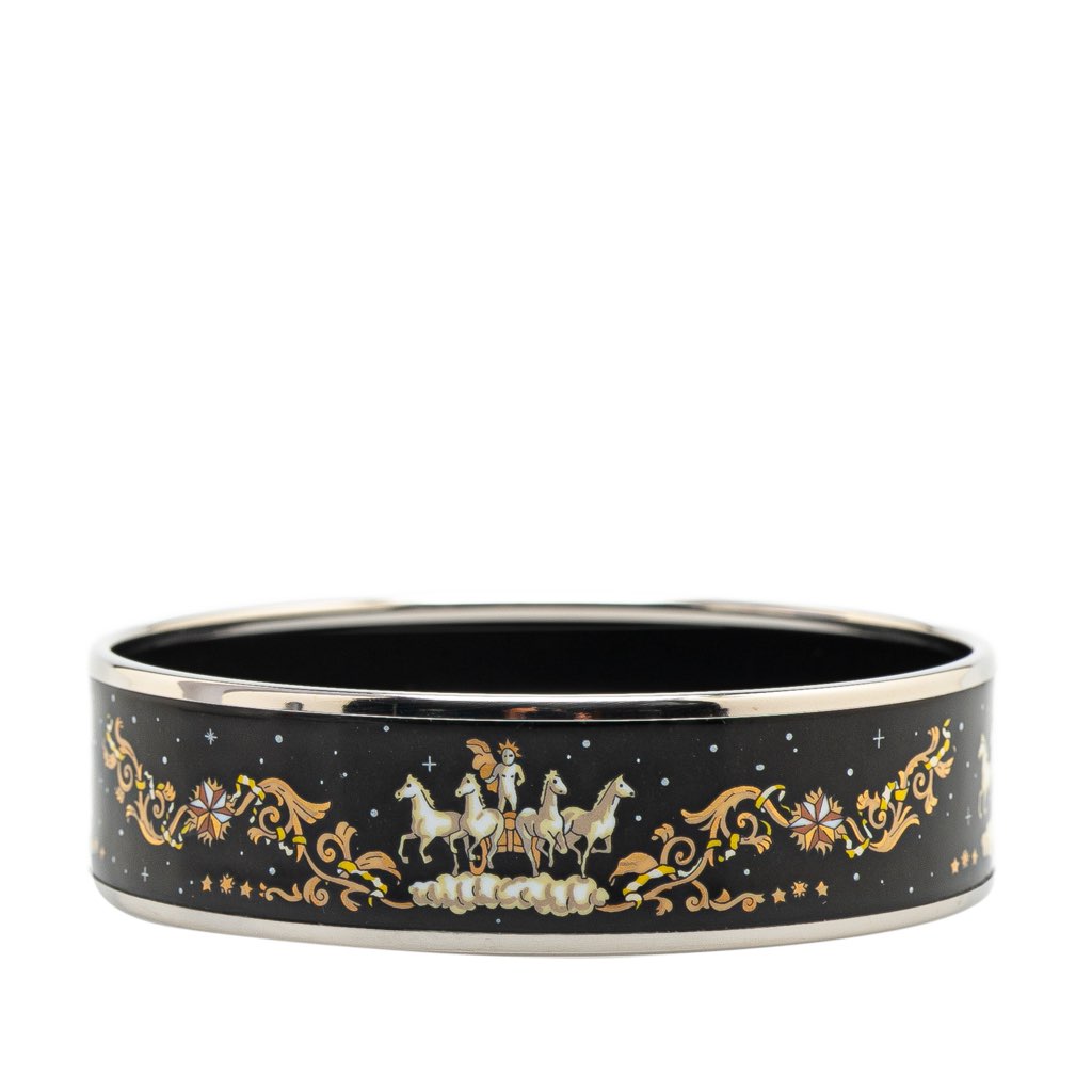 Hermès Wide Enamel Printed Horse Motif Bracelet - 3
